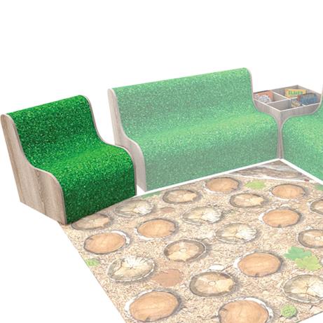 Artificial grass covered seat